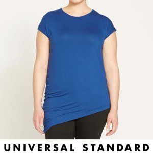 Liquid Jersey Crew Neck Genevette Top in True Blue (L)